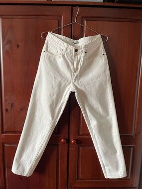 Zara Off-White High-Rise Straight Jeans